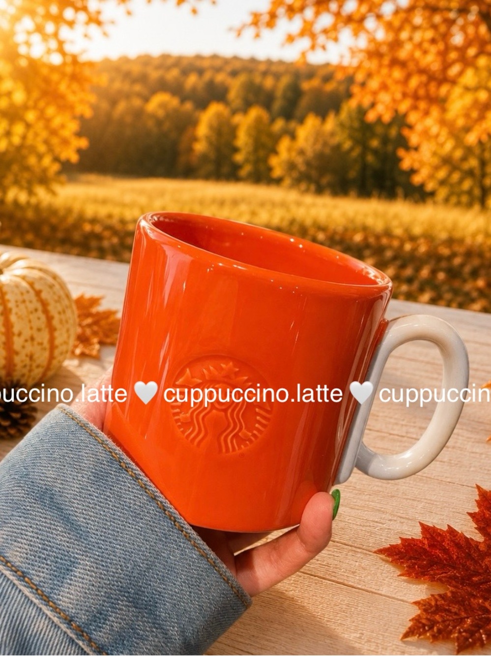 🍂NWT🎃Starbucks 2026 Orange Fall Autumn Leaf Ceramic Coffee Mug Cup